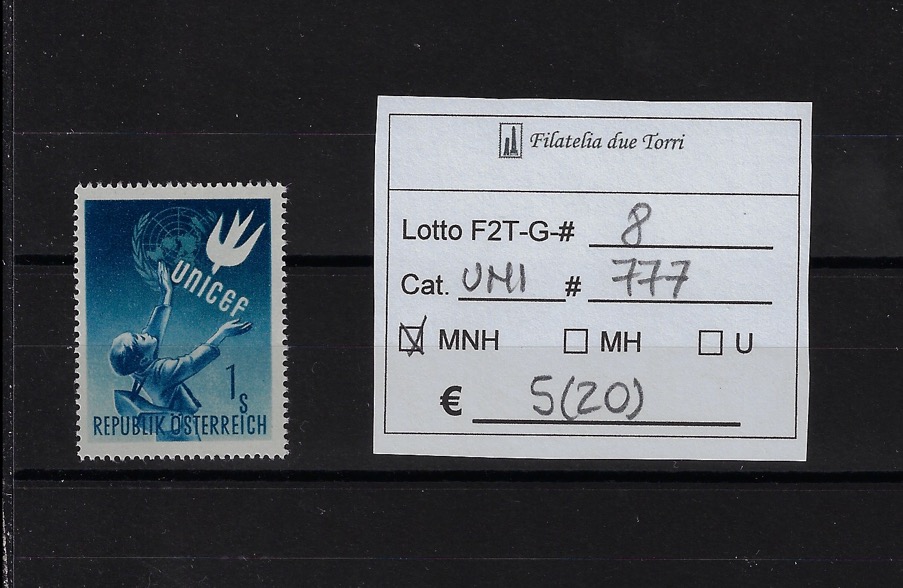 1949 In onore dell'UNICEF francobollo singolo Unif 777