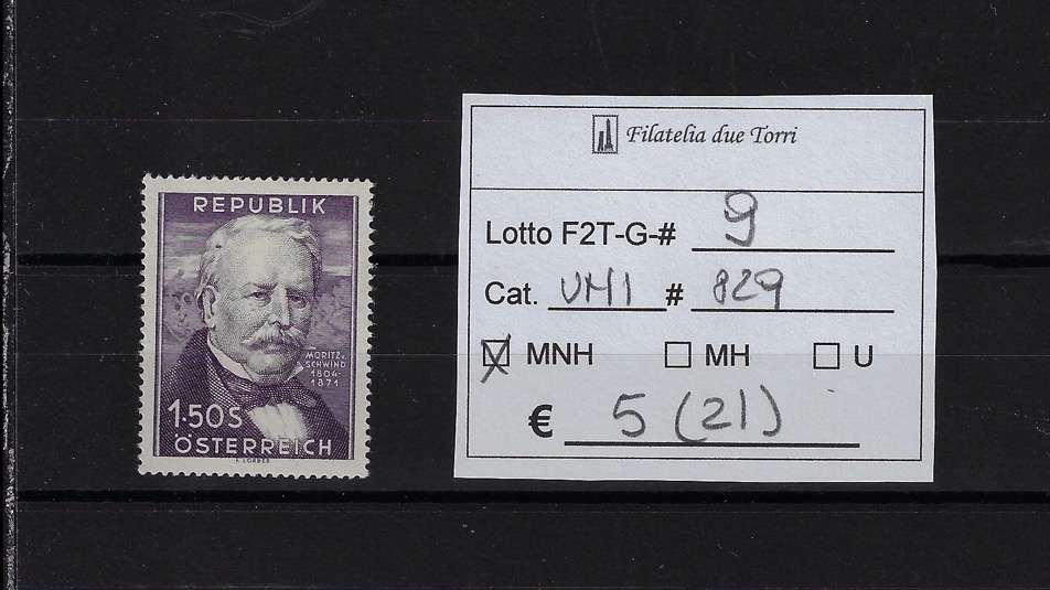 1951 Moritz Schwind francobollo singolo Unif 829