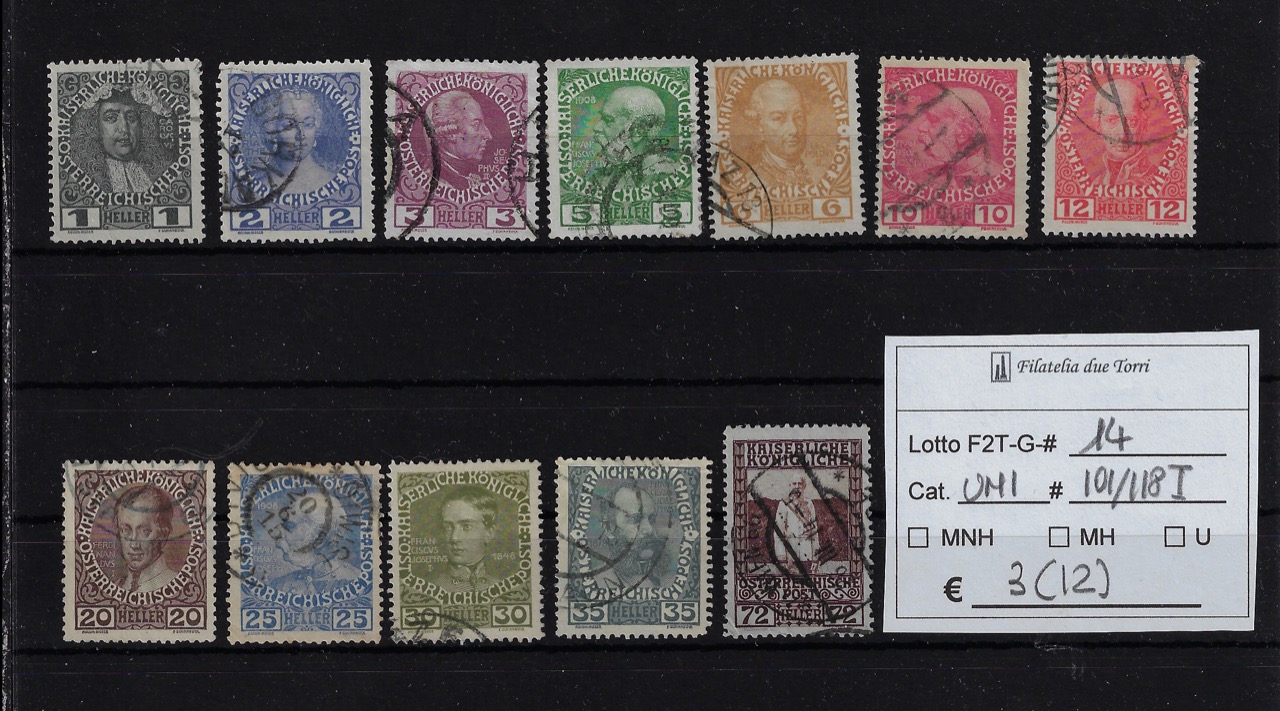 1908 60° Anniversario Regno Francesco Giuseppe Unif 101I/118