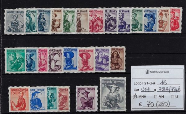 1948 - 1950 Costumi regionali Unif 738a/754a