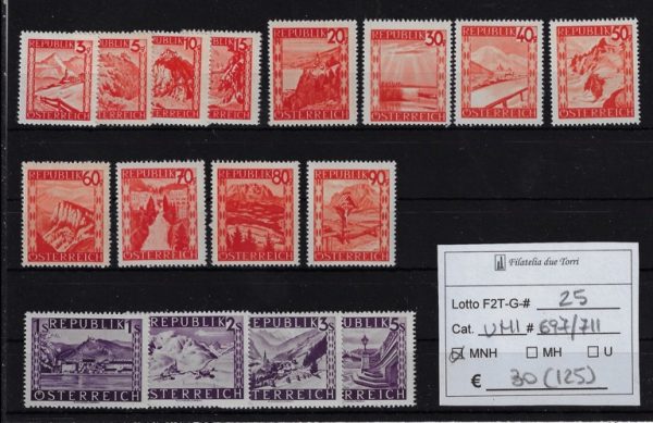1947 - 1948 Paesaggi Unif 697/711