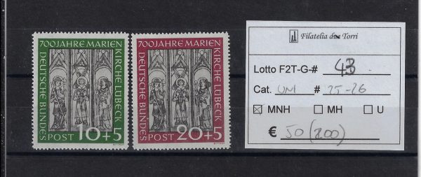 1951 7° Centenario della cattedrale di Lubecca Unif 25/26