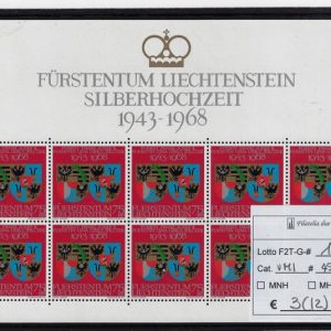 1968 Nozze d'argento minifoglio Unif 450 Raybaudi doppia dent