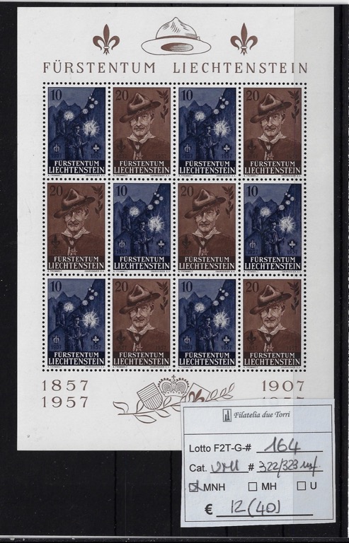 1957 Scoutismo minifoglio Unif 322/323