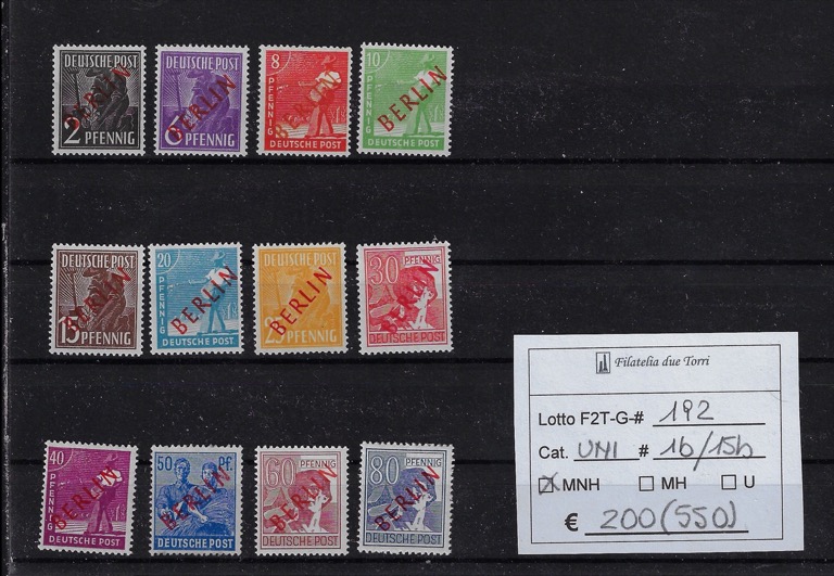 1949 Francobolli Zone AIS sovrastampati in rosso Unif 1b/15b