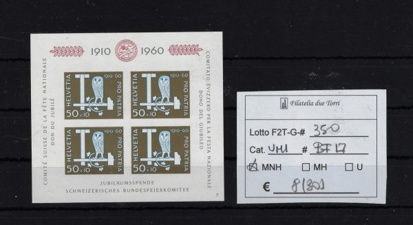 1960 Pro Patria foglietto Unif BF17