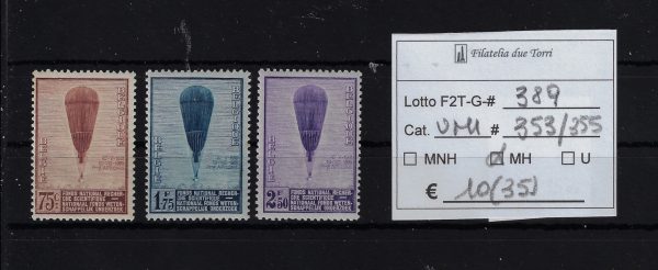 1932 Ascensioni del Prof. Piccard nella stratosfera Unif353/355