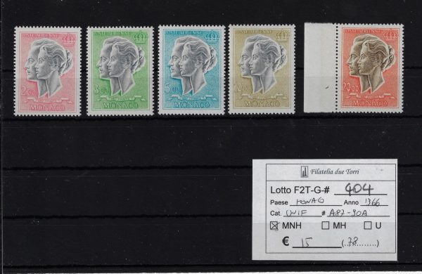1966 Effigie Principe Ranieri III e Principessa Grace serie Unif A87/A90
