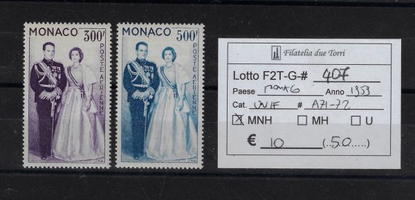1959 Effigie Principe Ranier III e Principessa Grace serie Unif A71/A72