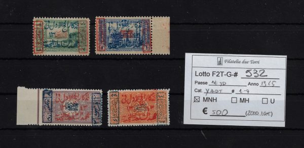 Nedjed 1925 Francobolli sovrastampati Yvert & Tellier da 1 a 4 Certificato