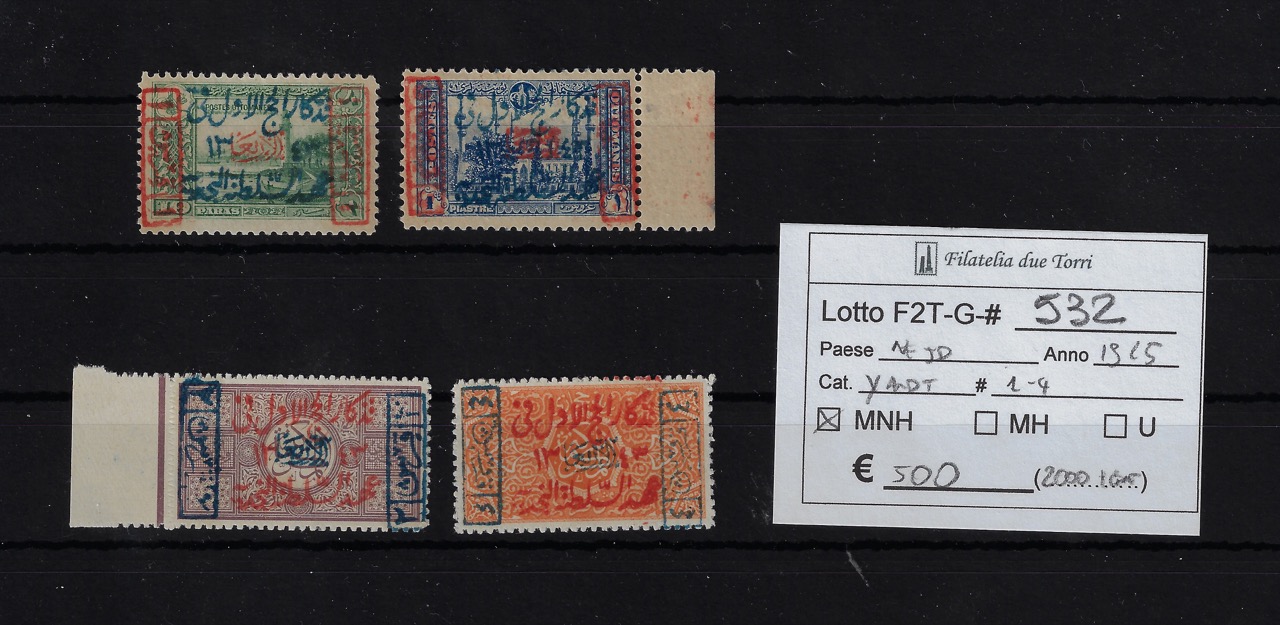 Nedjed 1925 Francobolli sovrastampati Yvert & Tellier da 1 a 4 Certificato