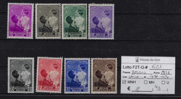 1937 Pro Monumento Regina Astrid Unif 447/454