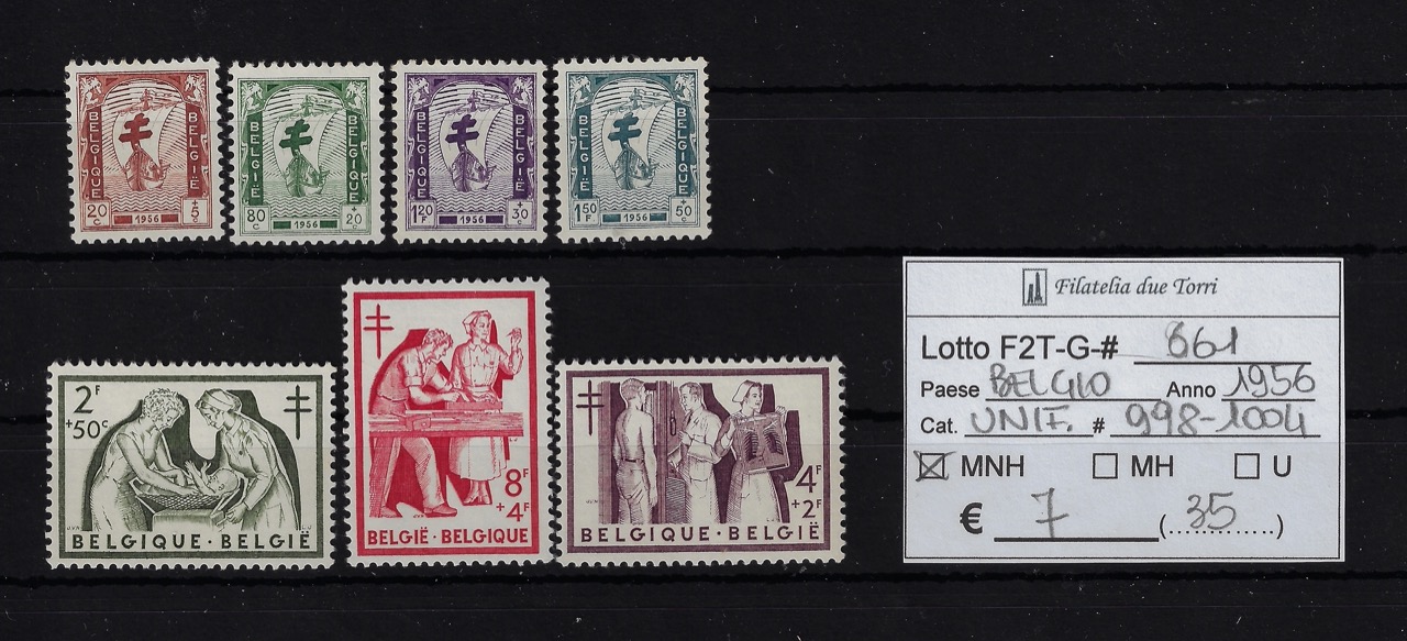 1956 Pro opere antitubercolari Unif 998/1004