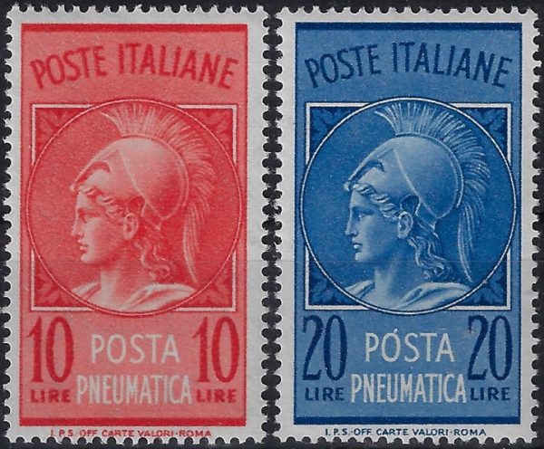 1958 Posta Pneumatica Stelle Minerva £. 10/20 - immagine 2