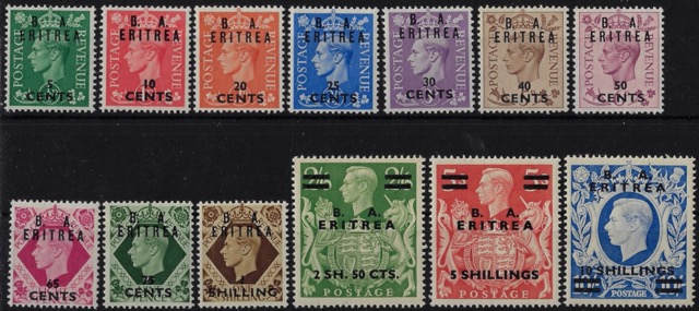 1950 Francobolli di Gran Bretagna soprastampati B.A.