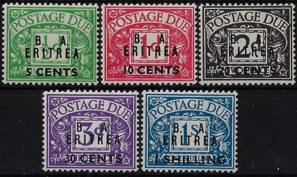 1950 Segnatasse di Gran Bretagna soprastampati B.A.