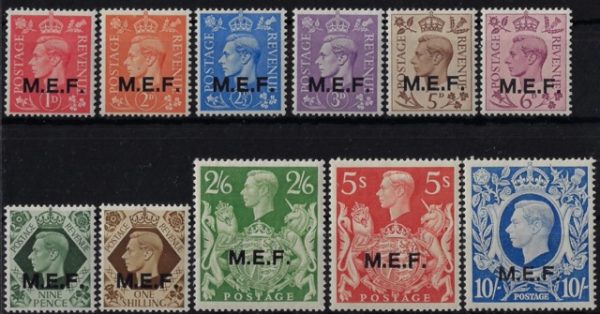 1943 Francobolli di Gran Bretagna soprastampati M.E.F.