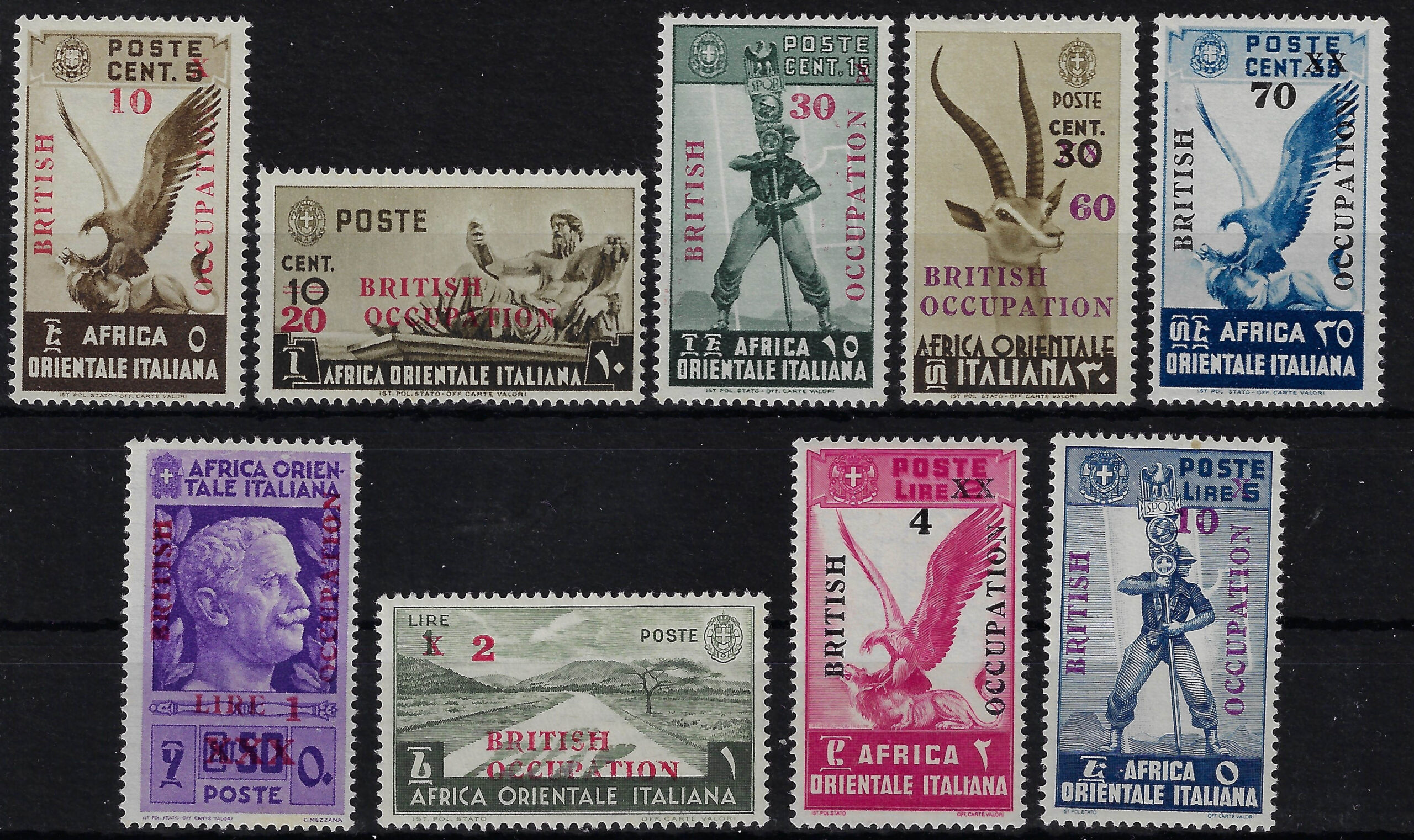 1941 Francobolli di AOI soprastampati Non emessi