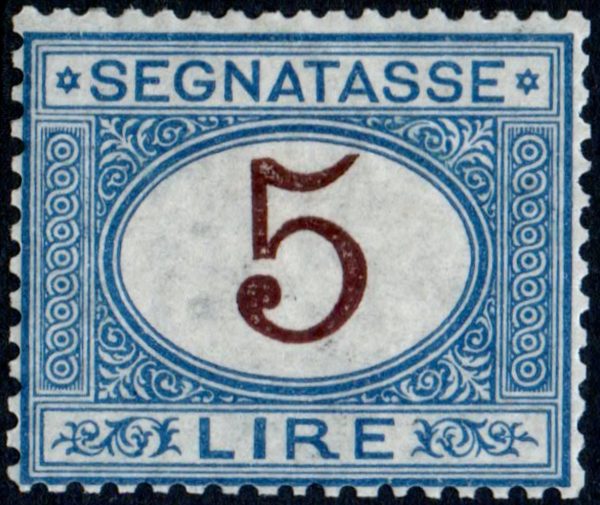 1870 Segnatasse Cifra in ovale 5 Lire - immagine 2