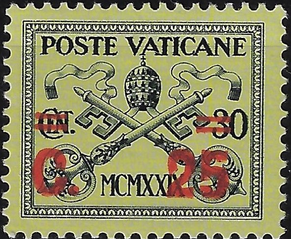 1931 Giallino 25 cent. su 30 cent.