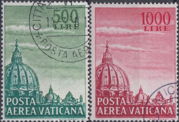 1958 Posta Aerea PIO XII Cupola della Basilica di San Pietro 2° serie - immagine 2