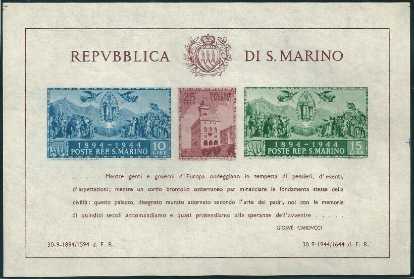 1945 Giosué Carducci filigrana USA