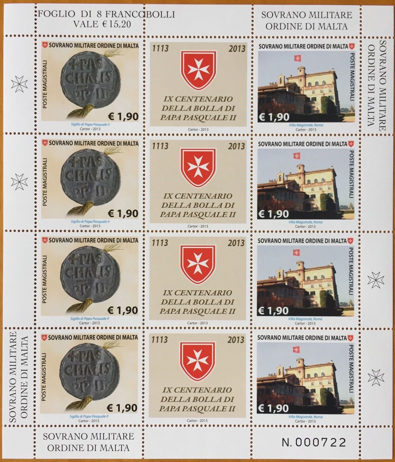 2012 Foglietti bolla di papa pasquale II