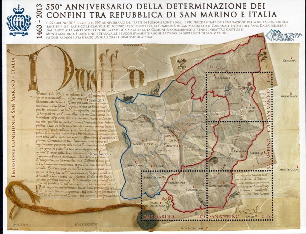 2013 San Marino Confini di Stato Foglietto Congiunta