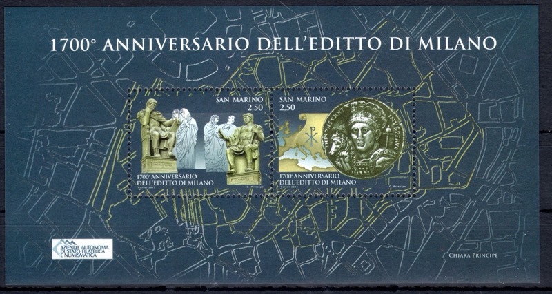 2013 San Marino Editto di Milano Foglietto Congiunta