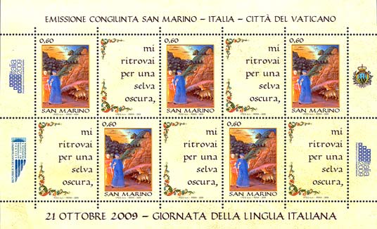 2009 San Marino Lingua Italiana Foglietto Congiunta