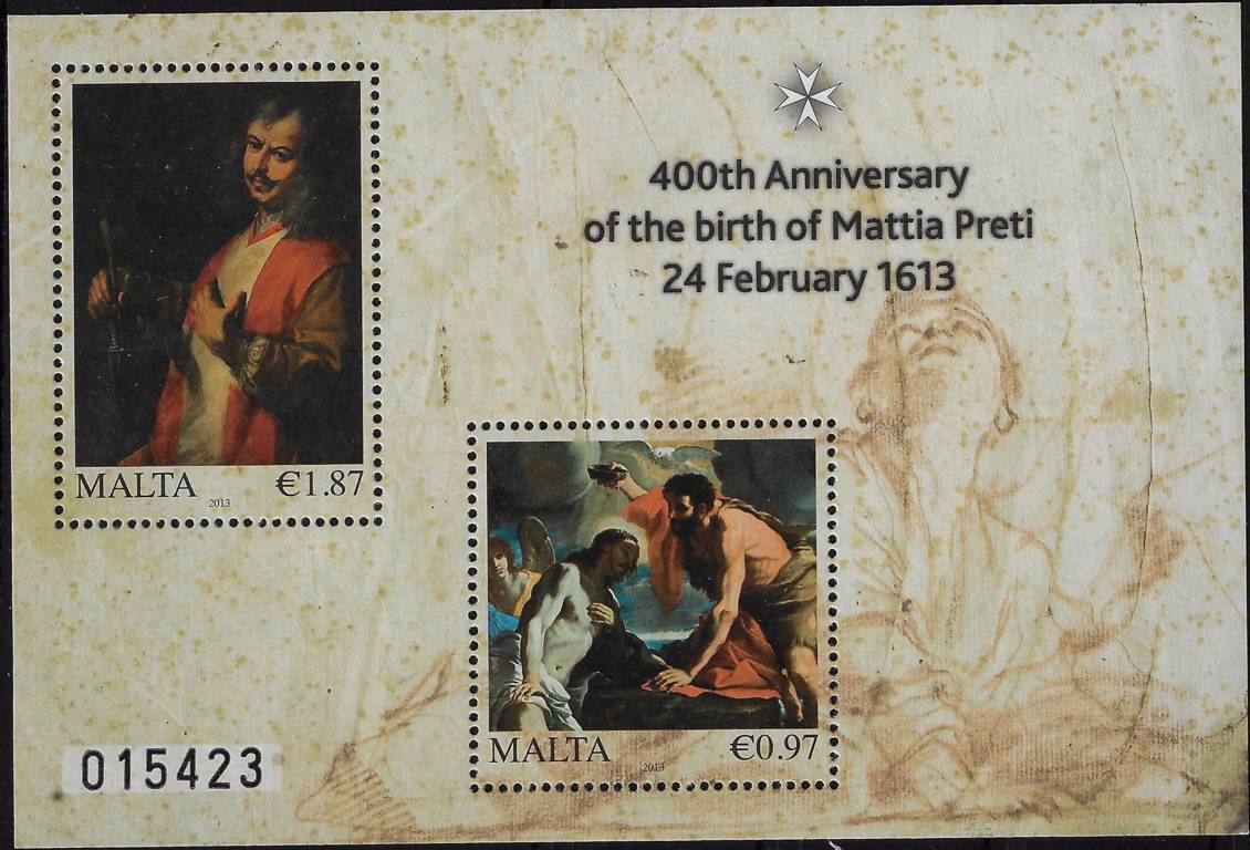 2013 Malta Mattia Preti Foglietto Congiunta