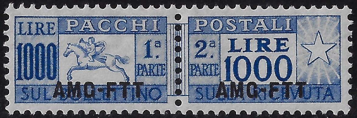 1954 Pacchi postali Cavallino d. 13 1/4 Pettine Filigrana Ruota 2°