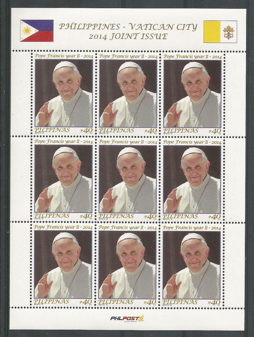 2014 Filippine Pontificato Papa bergoglio minifoglio congiunta