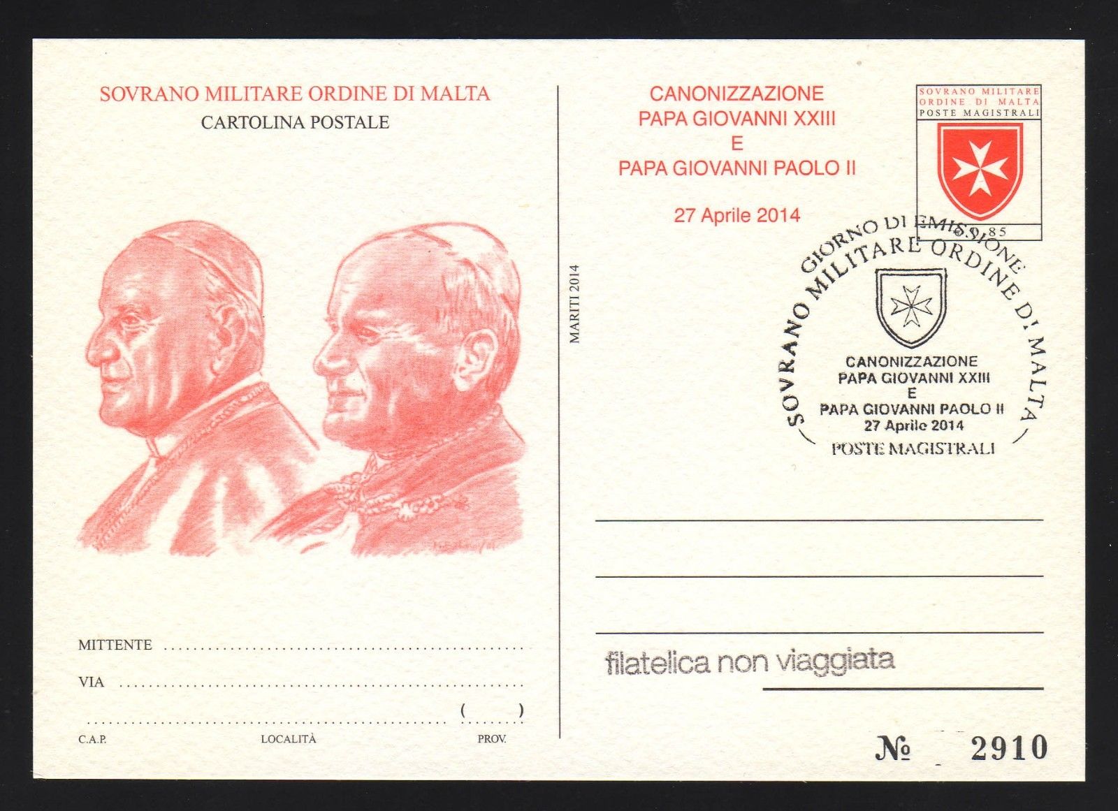 2014 SMOM Canonizzazione 2 Papi intero postale congiunta