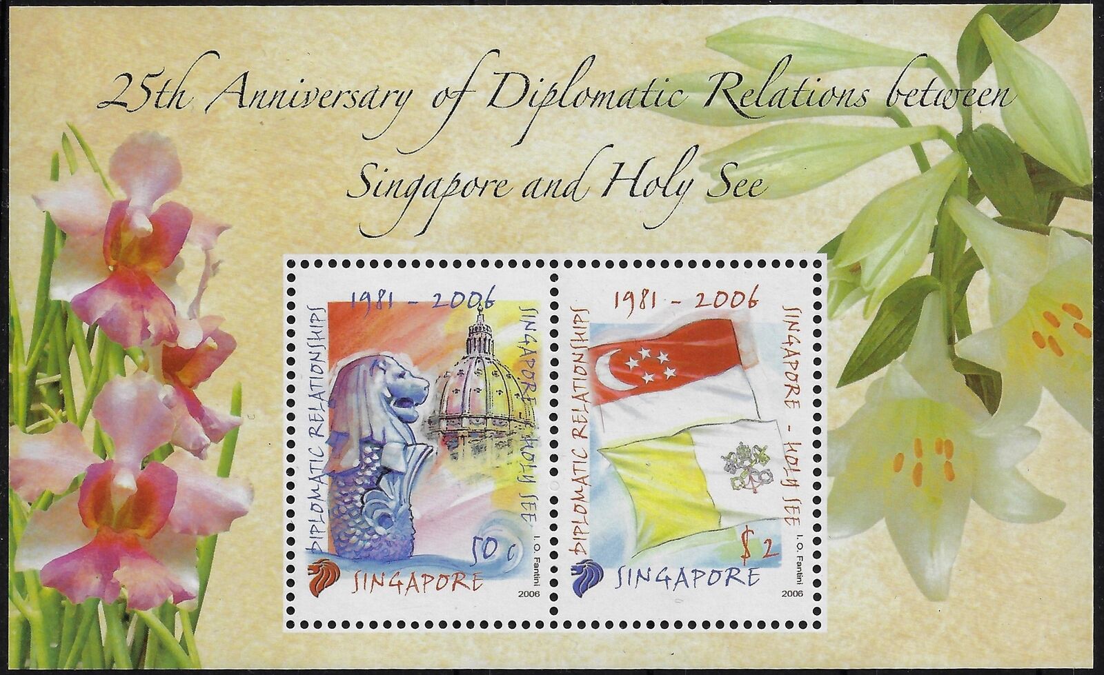 2006 Singapore rapporti diplomatici Foglietto congiunta
