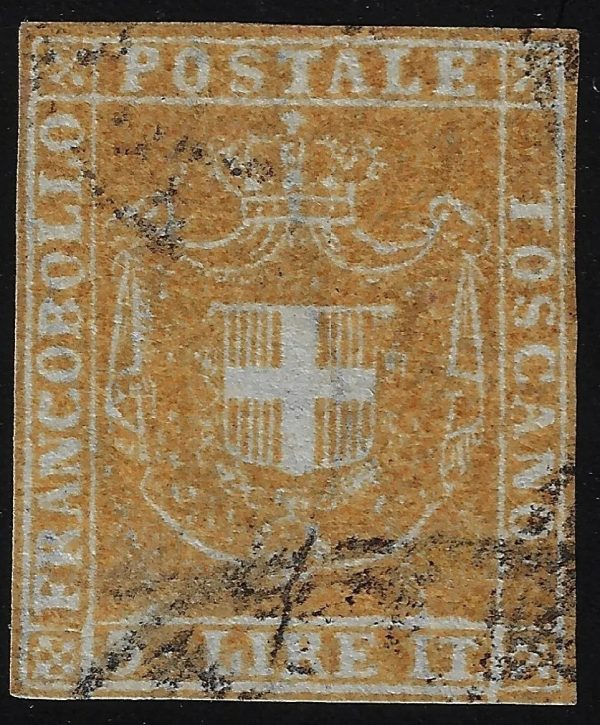 1860 ASI toscana 3 lire ocra giallo certificato sassone 23