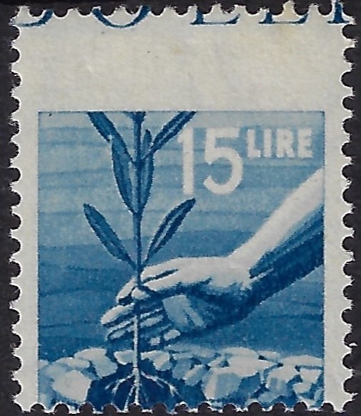 1945 15 £. Democratica varietà di dentellatura