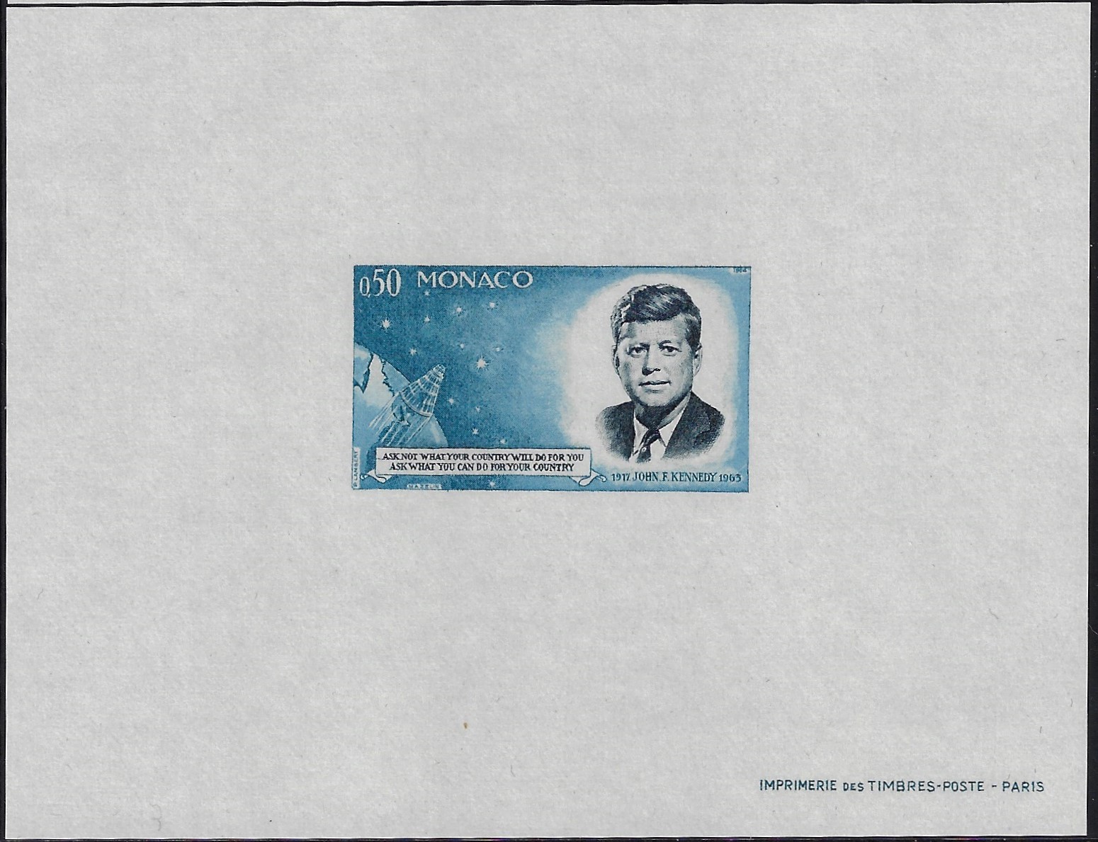 1964 Foglietto Morte del Presidente Kennedy non dentellato YT Spécial 8a