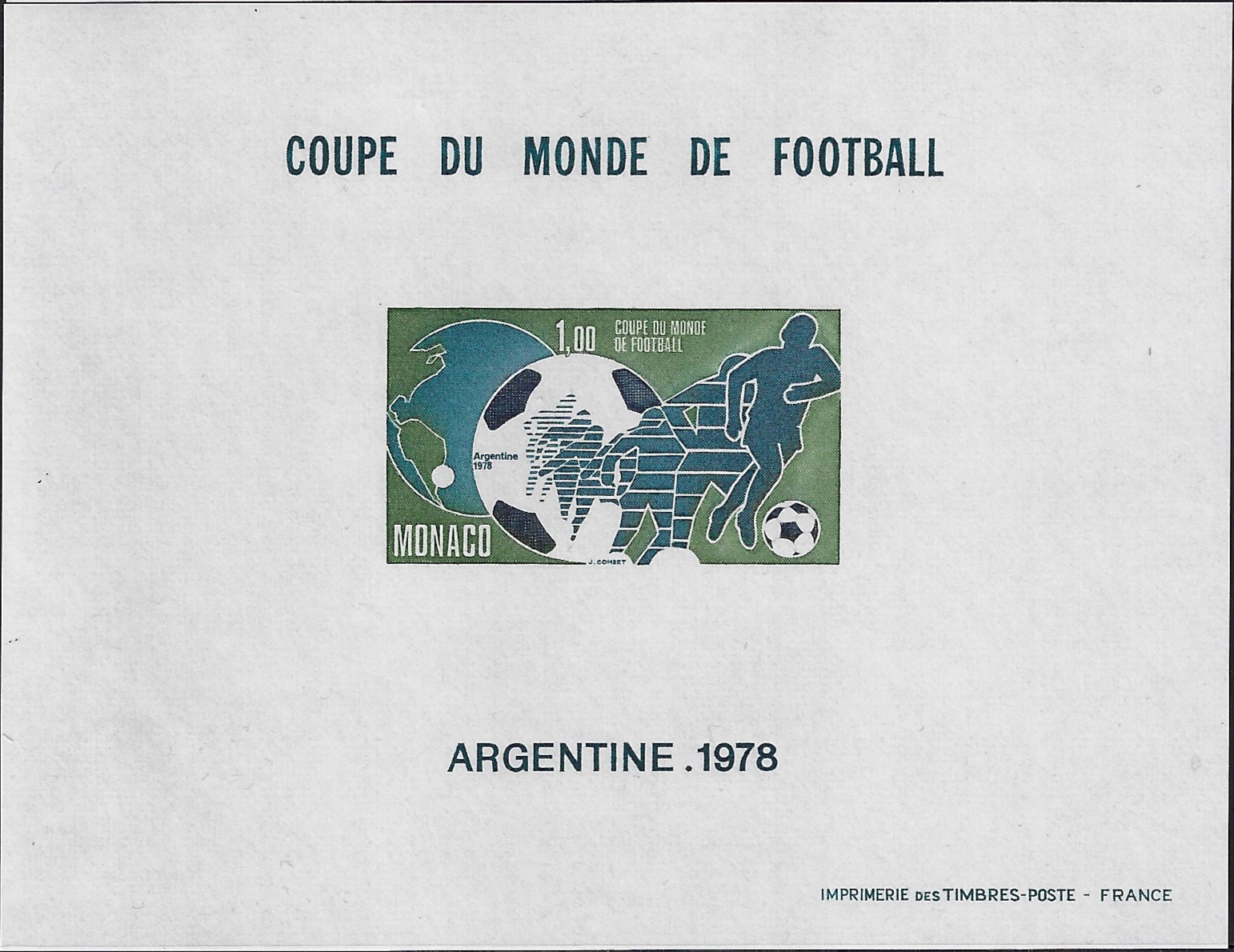 1978 Foglietto Mondiali di calcio in Argentina non dentellato YT Spéc.10a