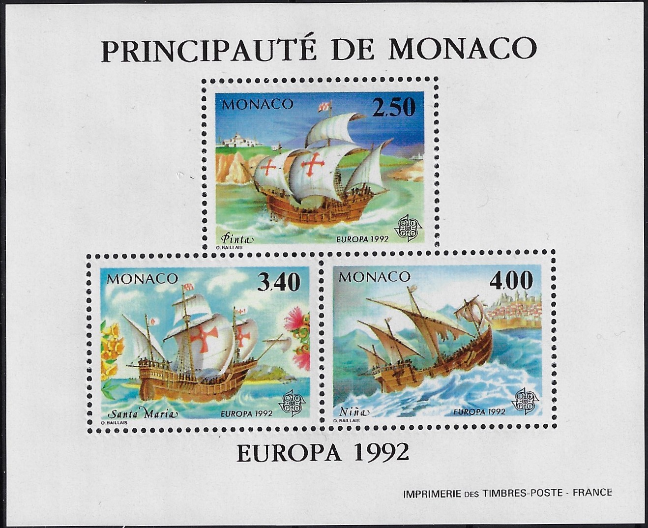 1992 Foglietto Europa La scoperta dell'America 2 mosaici YT Spéc.19