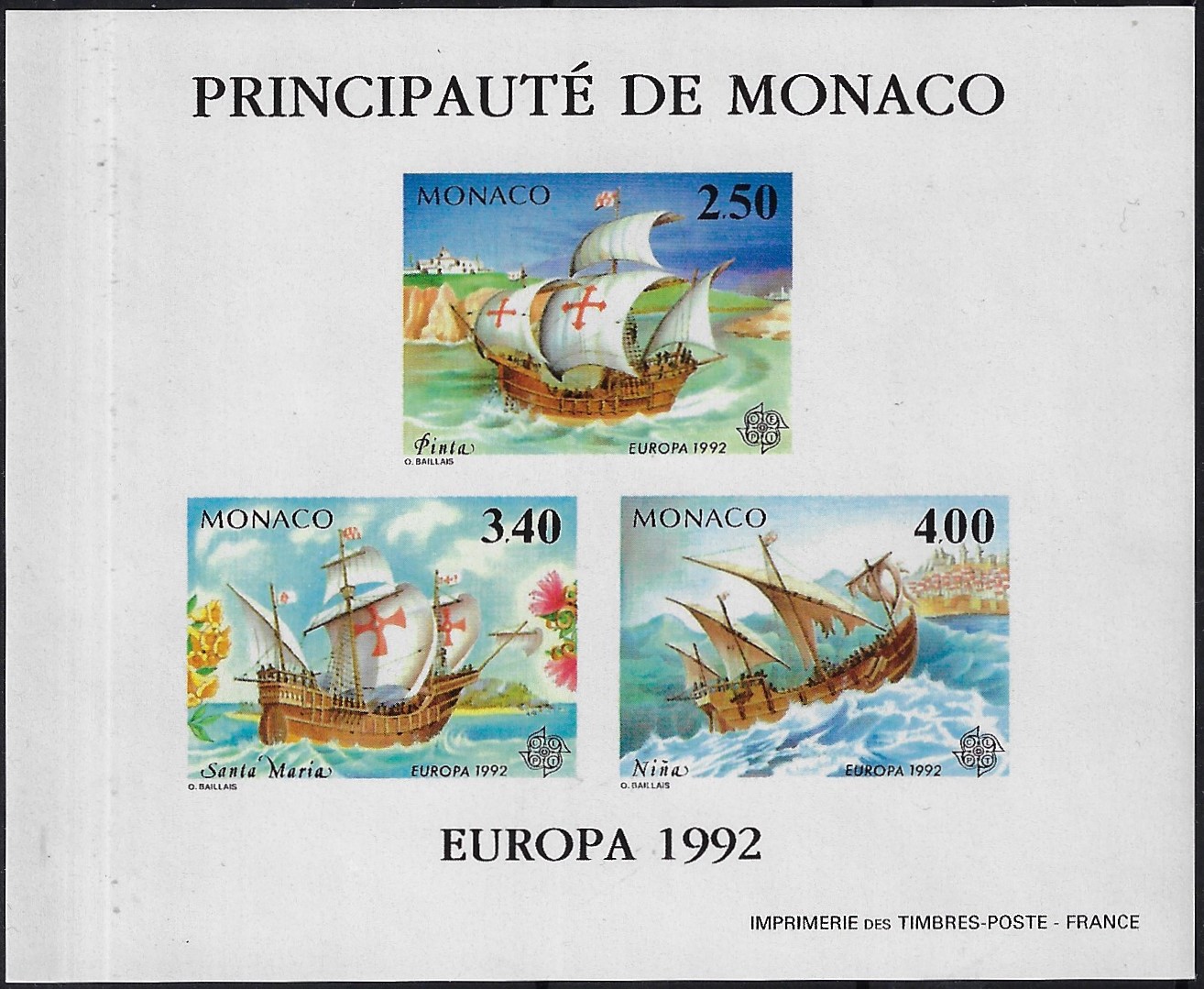 1992 Foglietto Europa La scoperta dell'America non dentellato YT Spéc.19a