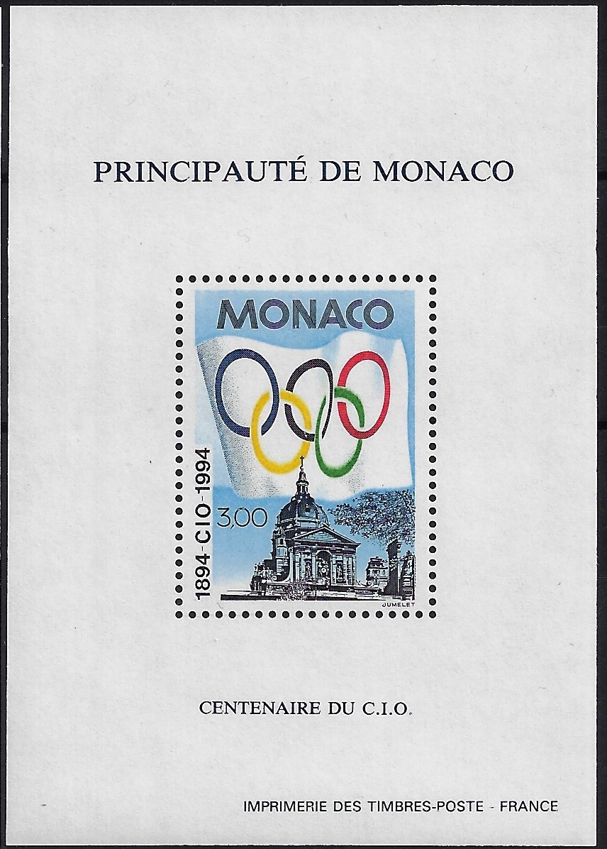 1994 Foglietto 100° del CIO Comitato Internazionale Olimpico YT Spéc.24