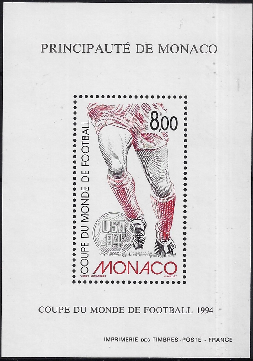 1994 Foglietto "USA '94" Mondiali di calcio YT Spéc.25