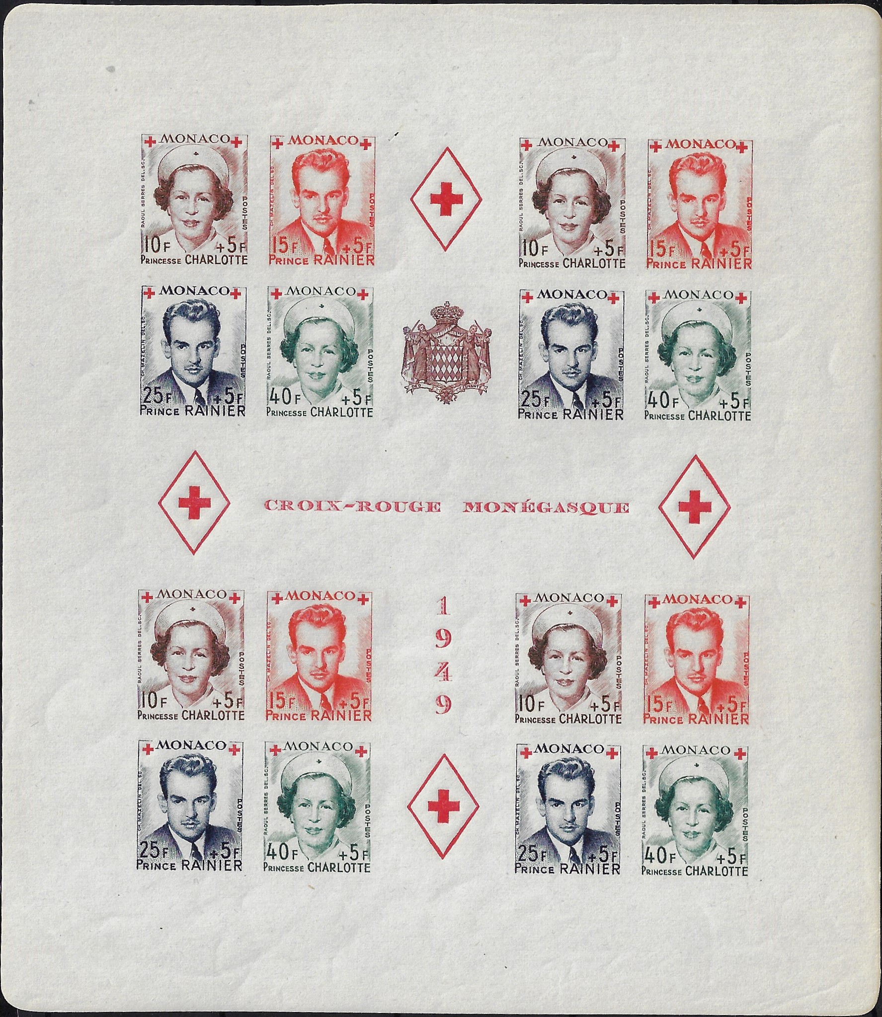 1949 Foglietto PRO Croce Rossa non dentellato YT 3B