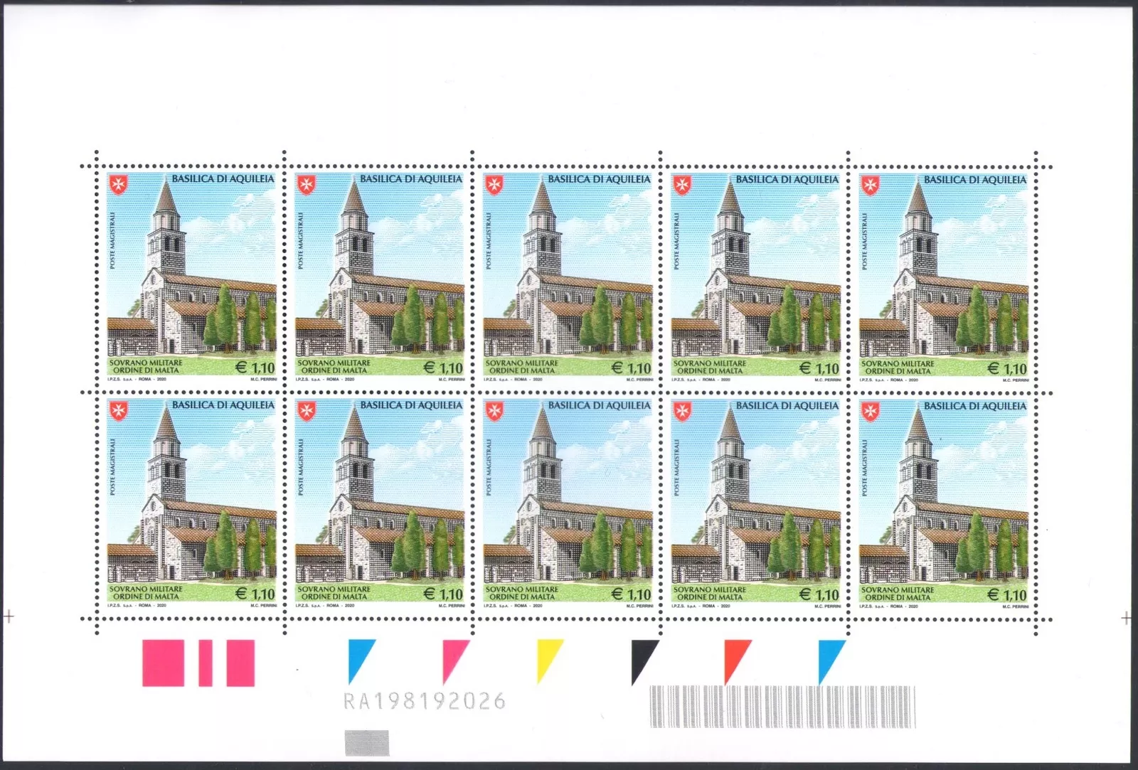 2020 SMOM Basilica Aquileia Congiunta minifoglio