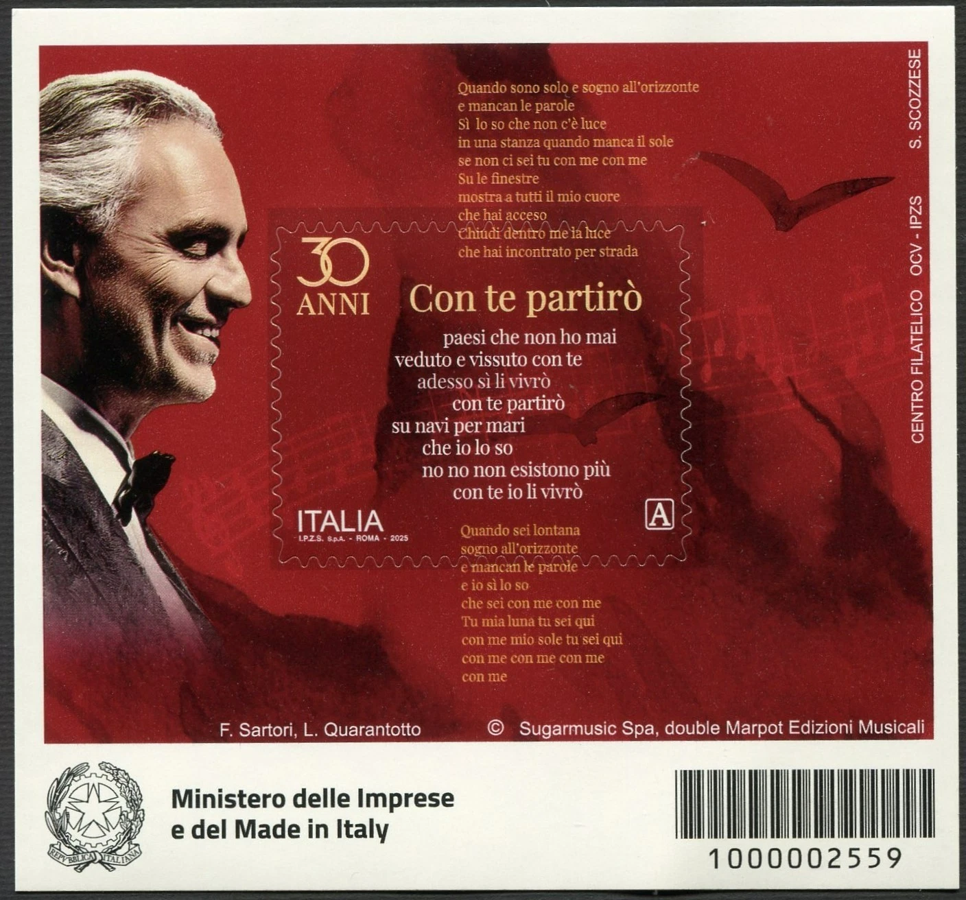 2025 30º anniversario della canzone "Con te partirò"