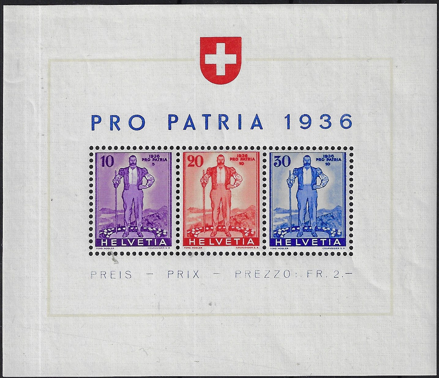 1936 foglietto Pro Patria a profitto della difesa nazionale