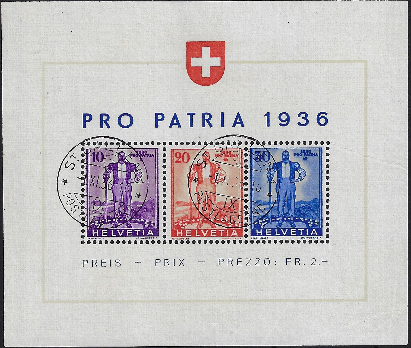 1936 foglietto Pro Patria a profitto della difesa nazionale usato 1.11.1936